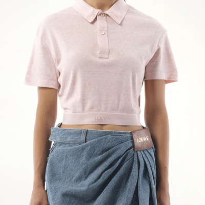 Loewe Cropped Polo in Pink / M