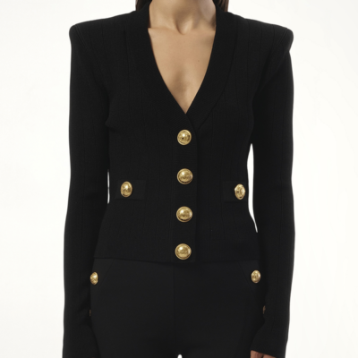 Balmain V-Neck 2 Pockets Buttoned Knit Cardigan