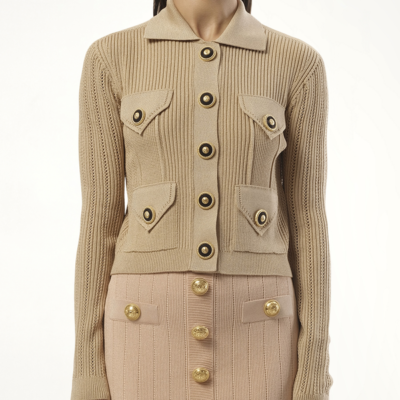 Balmain 4 Pockets Buttoned Ribbed Knit Cardigan