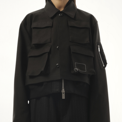 Sacai Wtaps Cotton Back Satin X Nylon Twill Jacket in Black / 2