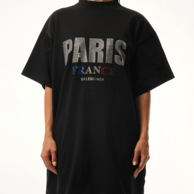 Balenciaga Paris Strass Oversized T-shirt in Black / 1
