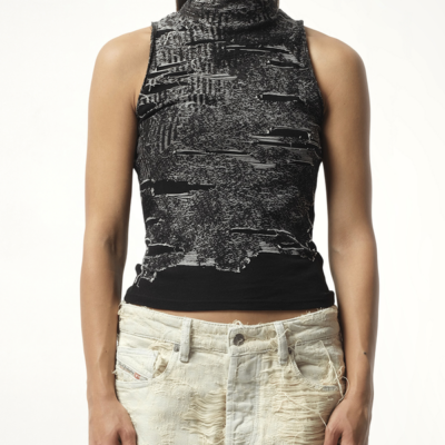 Diesel Distressed Halterneck Top in Black / XL