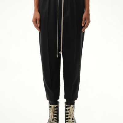 Rick Owens Drawstring Astaires Cropped Pants in Black / 38