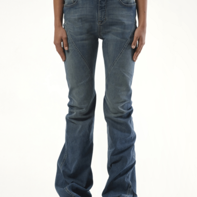 Rick Owens Drkshdw Bias Bootcut Jeans in Washed Indigo Blue / 25