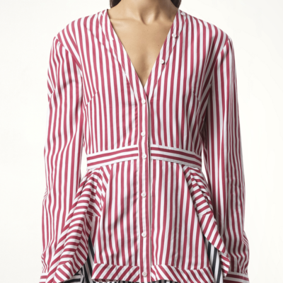 Alexander Mcqueen Stripe Shirt Dress Burgundy / 42