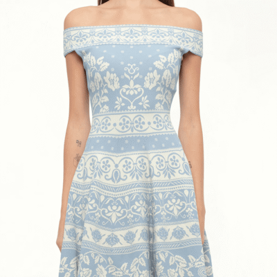Alexander Mcqueen Floral Jacq Dress in Sky Blue / Xs