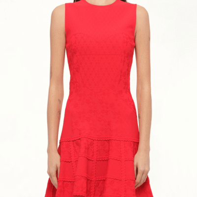 Alexander Mcqueen Patchwork Mini Dress in Red / S