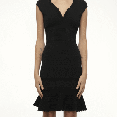 Alexander Mcqueen Amq - Cap Slv Peplum Dress in Black000 Black / S