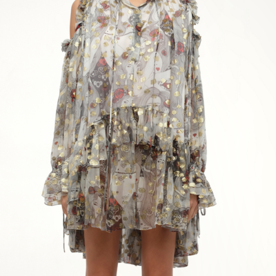 Alexander Mcqueen Jacquard Mini Dress in Ivory White / It 38