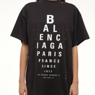 Balenciaga Eye-test Oversized T-shirt in Washed Black/white Black / 1