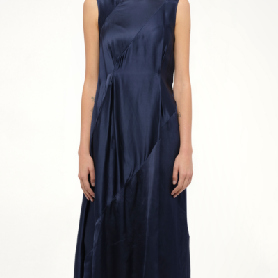 Loewe Sleeveless Satin Dress in Navy / 36