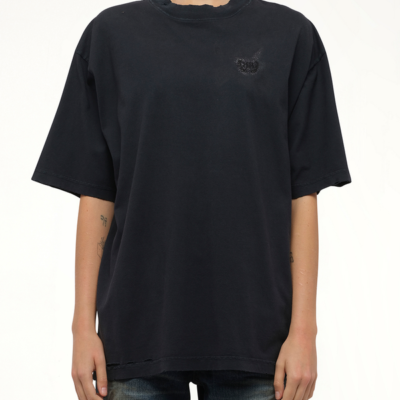 Balenciaga Nail Polish Medium Fit T-shirt in Faded Washed Black / Xs
