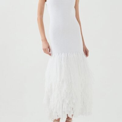 Aje Rushes Knit Midi Dress