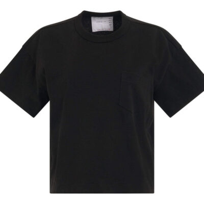 Sacai S Cotton Jersey T-shirt with Pocket in Black / 2
