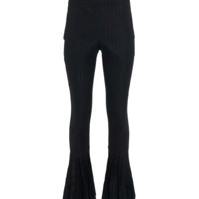 Sacai Cotton Gabardine Pleated Pants in Black / 1