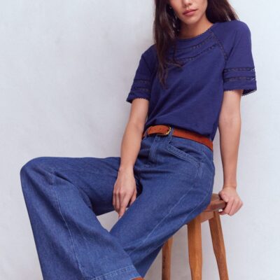 Boden Poppy Trim Crew T-Shirt