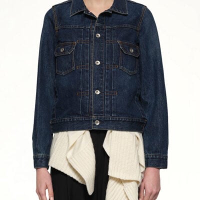 Sacai Denim X Wool Knit Jacket in Blue/off White Blue / 1