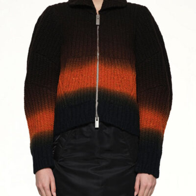 Sacai Garment Dye Wool Knit Blouson in Brown / 1