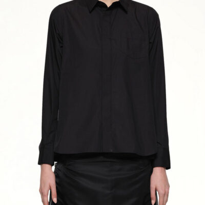 Sacai Poplin X Chiffon Shirt in Black / 3