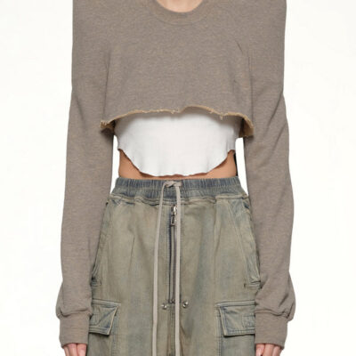 Rick Owens Drkshdw Cropped Tecsweat in Melange Grey / Xs