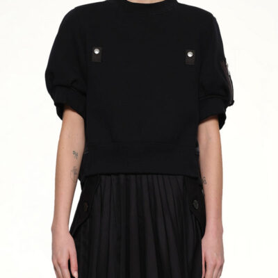 Sacai Sponge X Nylon Twill Pullover in Black / 1