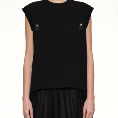 Sacai Cotton Jersey X Nylon Twill T-shirt in Black / 1
