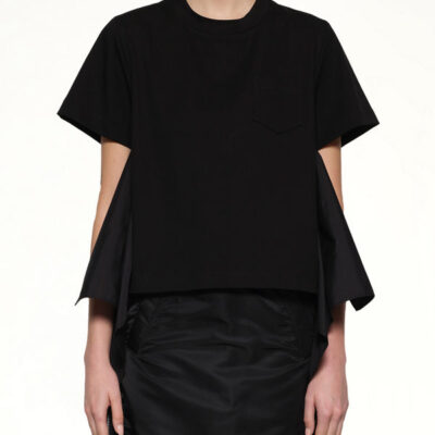 Sacai Poplin X Cotton Jersey T-shirt in Black / 1