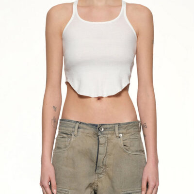 Rick Owens Drkshdw Basic Cropped Tank in Milk / L