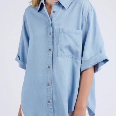 Elm Blissful Chambray Short Sleeve Shirt — Blue