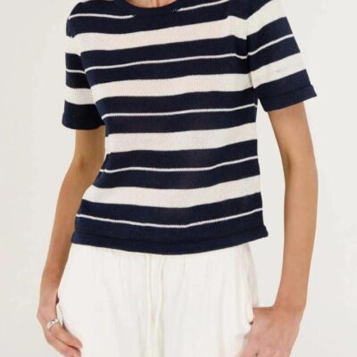 Staple the Label Rey Knit Tee — Navy White