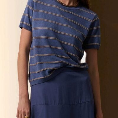 Pol Sable Lurex Stripe Tee — Blue Gold