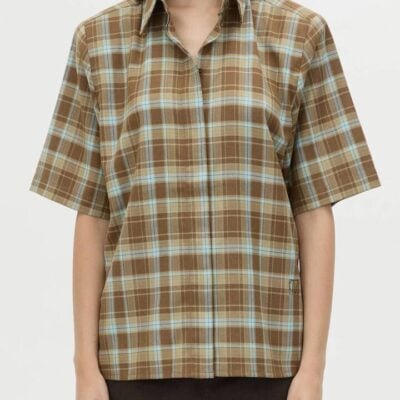 Camilla and Marc Arian Short Sleeve Check Shirt — Chocolate