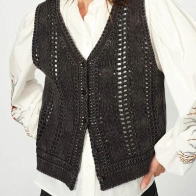 Mos Mosh Albanju Knit Lace Vest