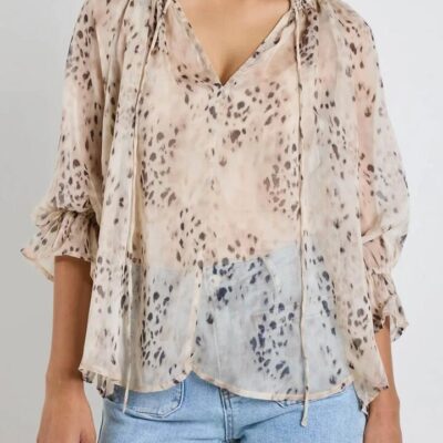 Among the Brave Odyssey Leopard Shirred Top