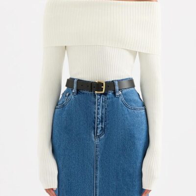 Nude Lucy Krishna Off Shoulder Knit Cotton White