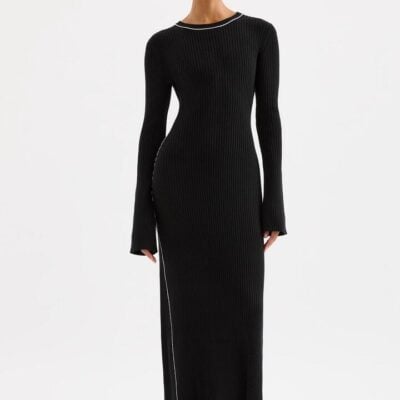 Nude Lucy Gaia Knit Maxi Dress Cotton Black