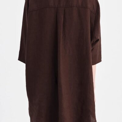 Nude Lounge Linen Longline Shirt Brown