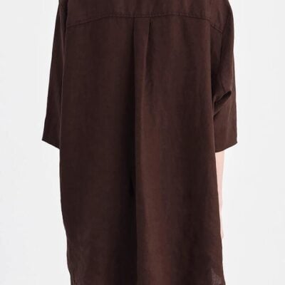Nude Lucy Lounge Linen Longline Shirt Brown
