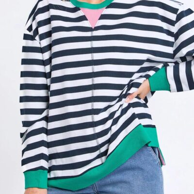 Elm Maps Crew — Navy White Stripe