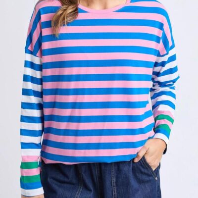 Elm Taffy Stripe Long Sleeve Tee — Blue Pink
