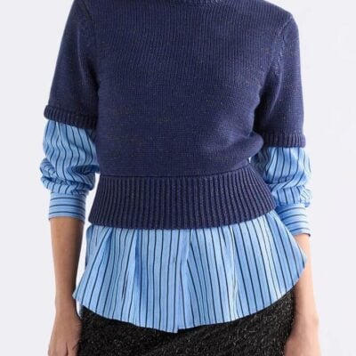 Elk Luft Lurex Knit Top — Navy Copper