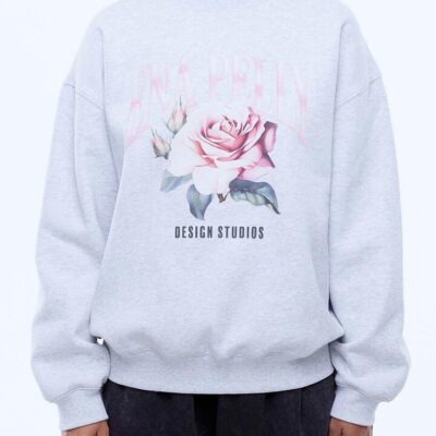 Ena Pelly Rose Sweatshirt — White/marl