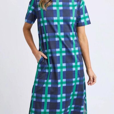 Elm Bari Tee Dress — Blue Check