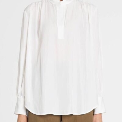 Mela Purdie Frill Neck Blouse — White