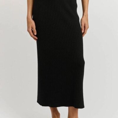 Toorallie Rib Knit Skirt — Black