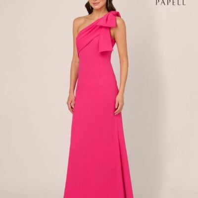 Adrianna Papell Pink Stretch Crepe Long Dress