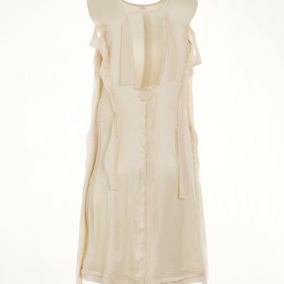 Maison Margiela Asymmetric Distressed Dress in Butter Yellow / It 40