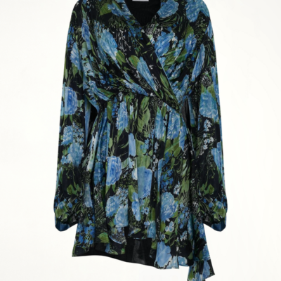 Balenciaga Wrap Baby Doll Dress in Blue / 36