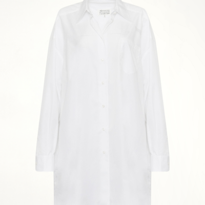 Maison Margiela Oversize Cotton Shirt Dress in White / Xxs