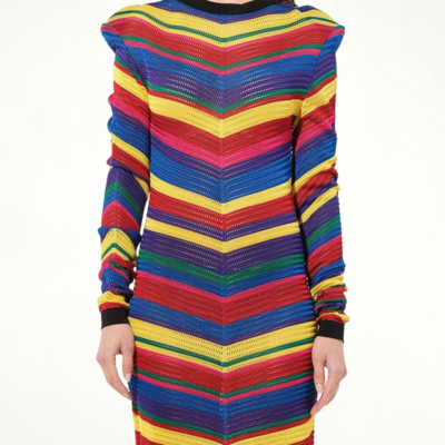 Balmain Knit Dress in Multicolor Multicolour / 38